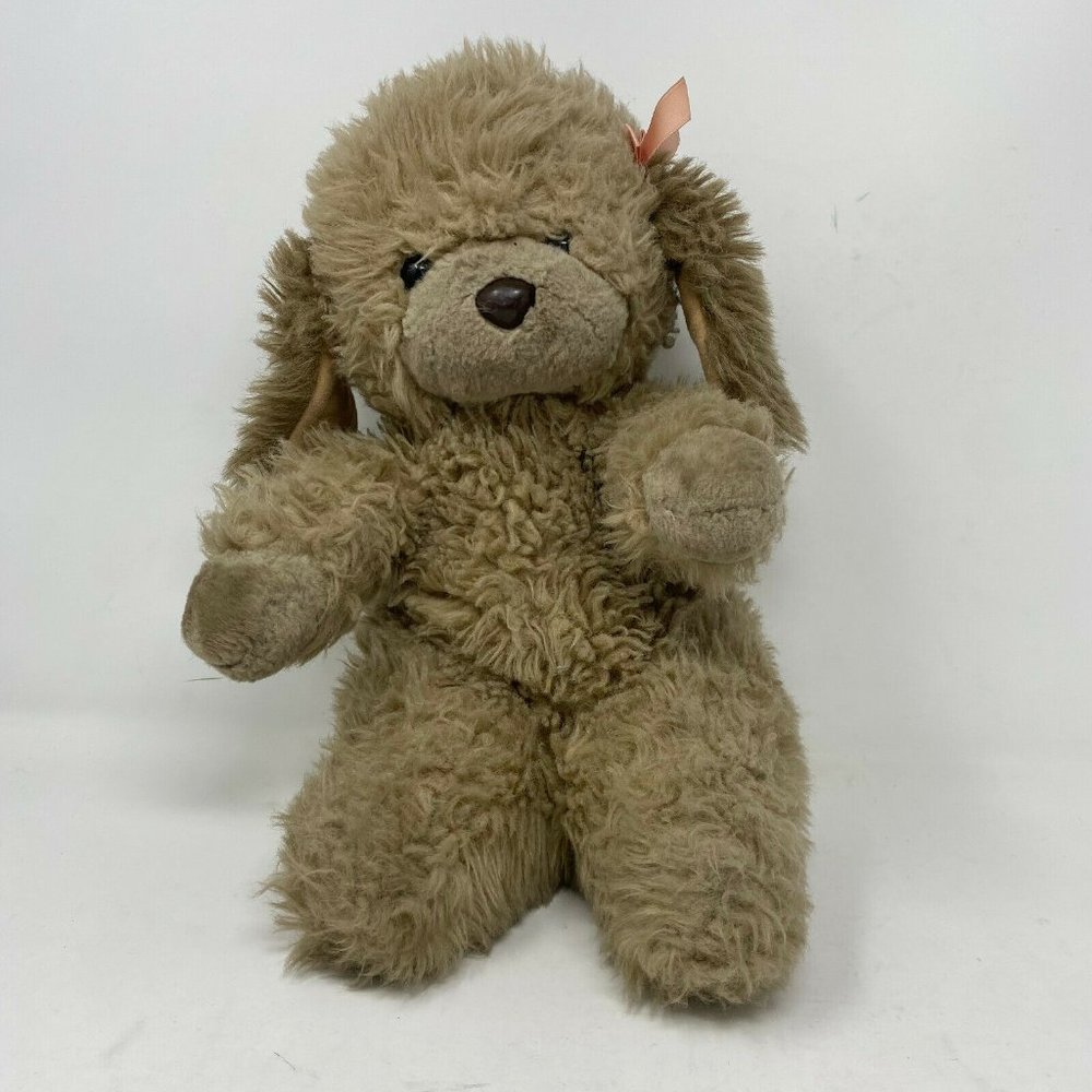 Emotion Taupe Lightweight Plush Soft Classic Dog Stuffed Puppy Toy Size 11 in